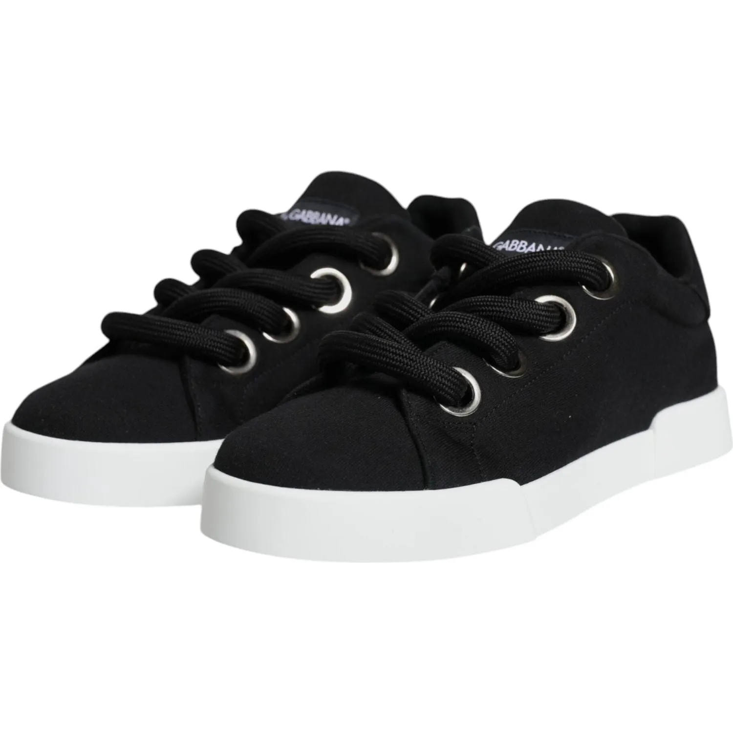 Dolce & Gabbana Black White Portofino Low Top Sneakers Shoes