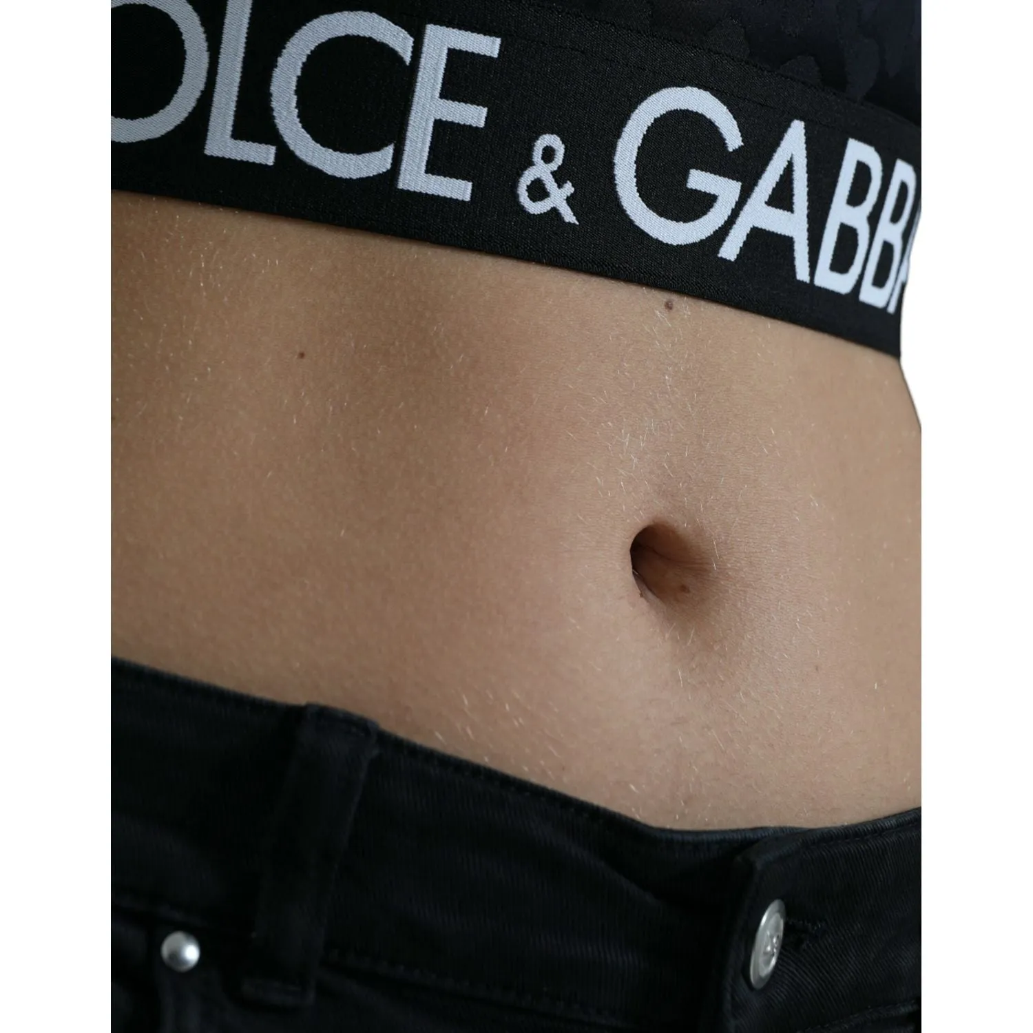 Dolce & Gabbana Elegant Black Cropped Top with Zip Closure