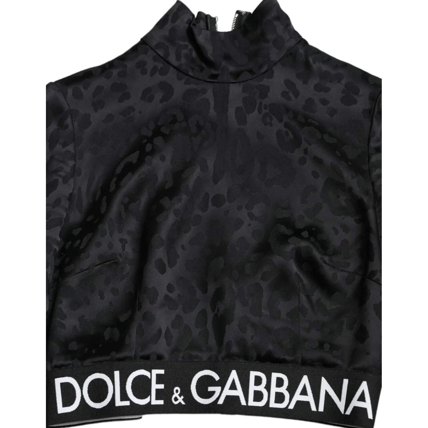 Dolce & Gabbana Elegant Black Cropped Top with Zip Closure