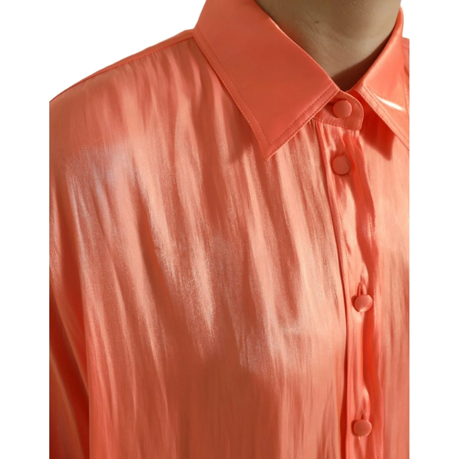 Dolce & Gabbana Elegant Coral Long Sleeve Polo Top