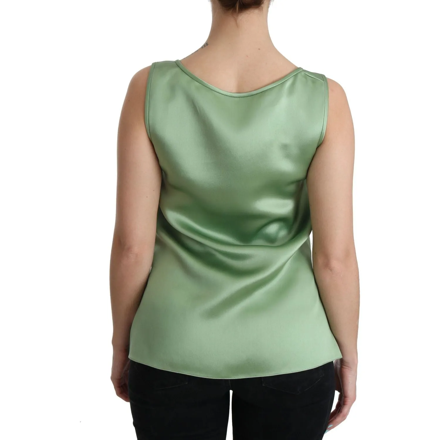 Dolce & Gabbana Elegant Silk Sleeveless Top in Light Mint Green