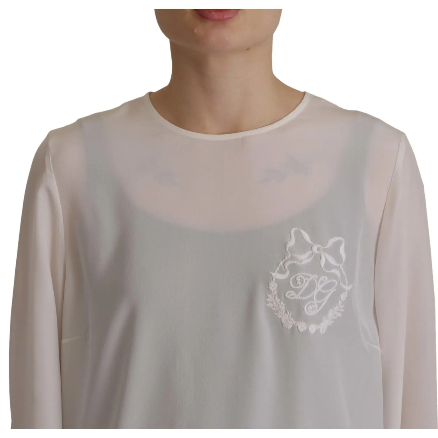 Dolce & Gabbana Elegant Silk Top with Logo Embroidery