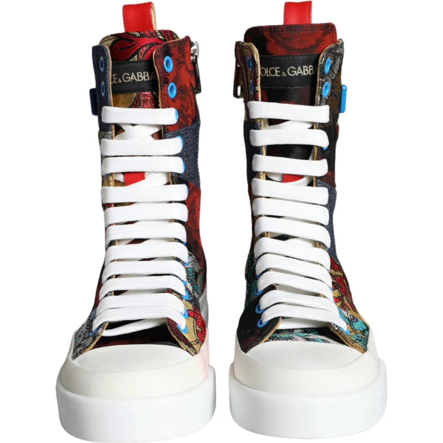 Dolce & Gabbana Multicolor Patchwork Logo High Top Sneakers Shoes