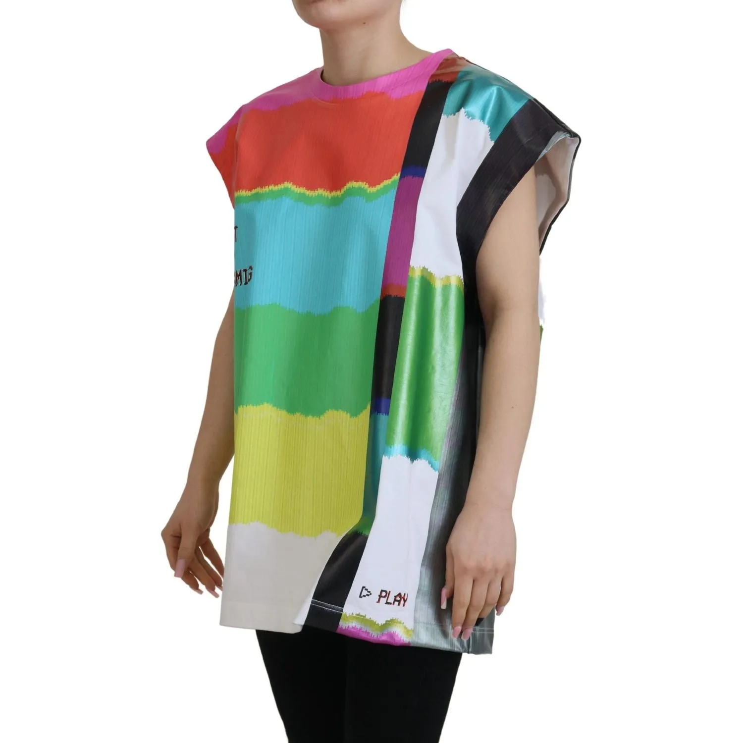 Dolce & Gabbana Multicolor Sleeveless Cotton Top