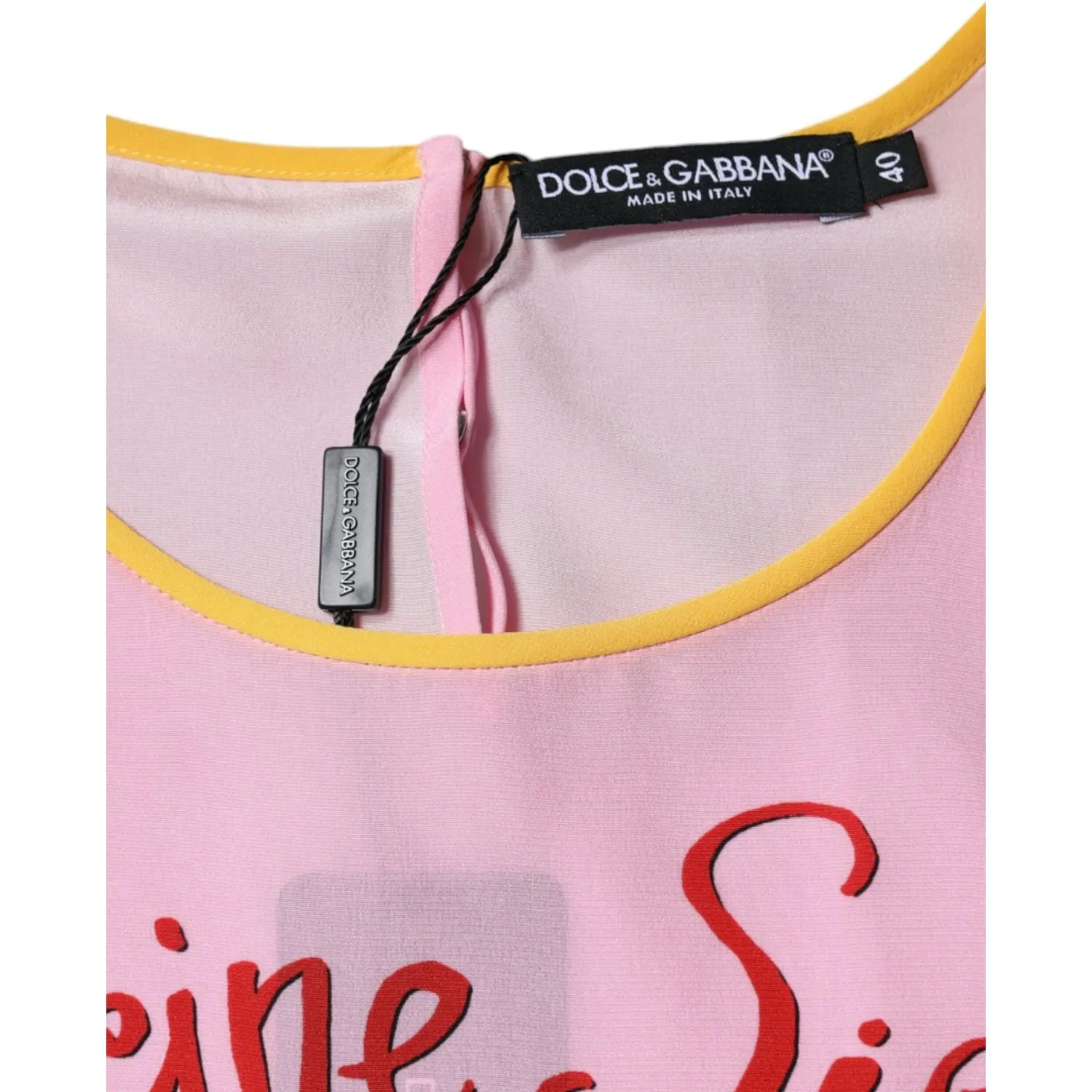 Dolce & Gabbana Pink Silk Araneine Siciliana Print Short Sleeves Top