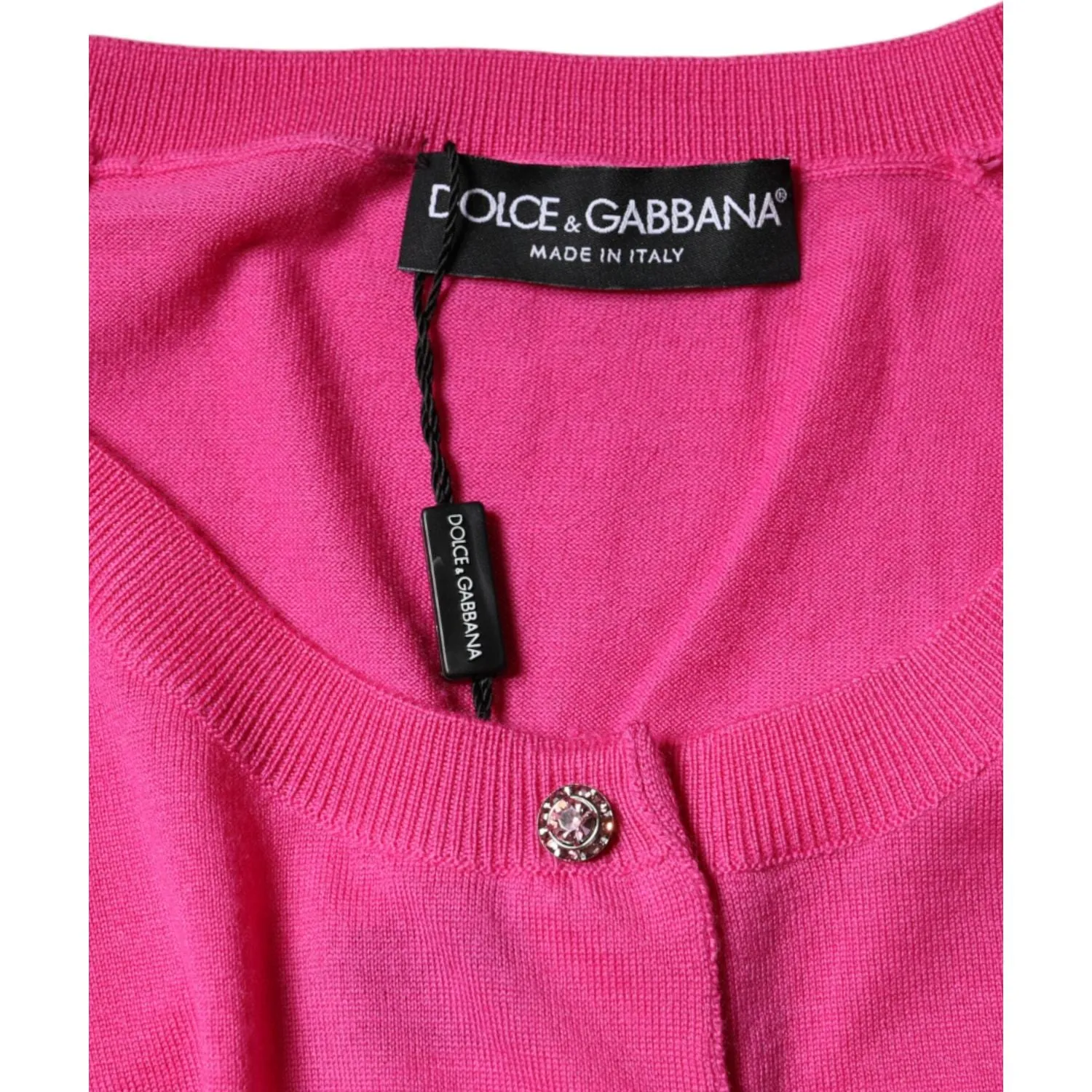 Dolce & Gabbana Pink Wool Button Down Short Sleeve Blouse Top