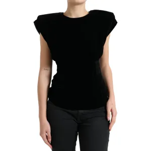 Dolce & Gabbana Velvet Exaggerated Shoulder Top