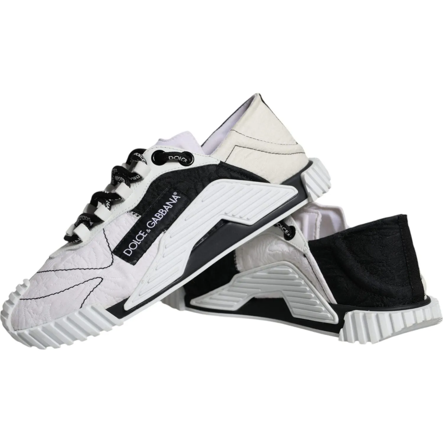 Dolce & Gabbana White Black Low Top NS1 Sneakers Shoes