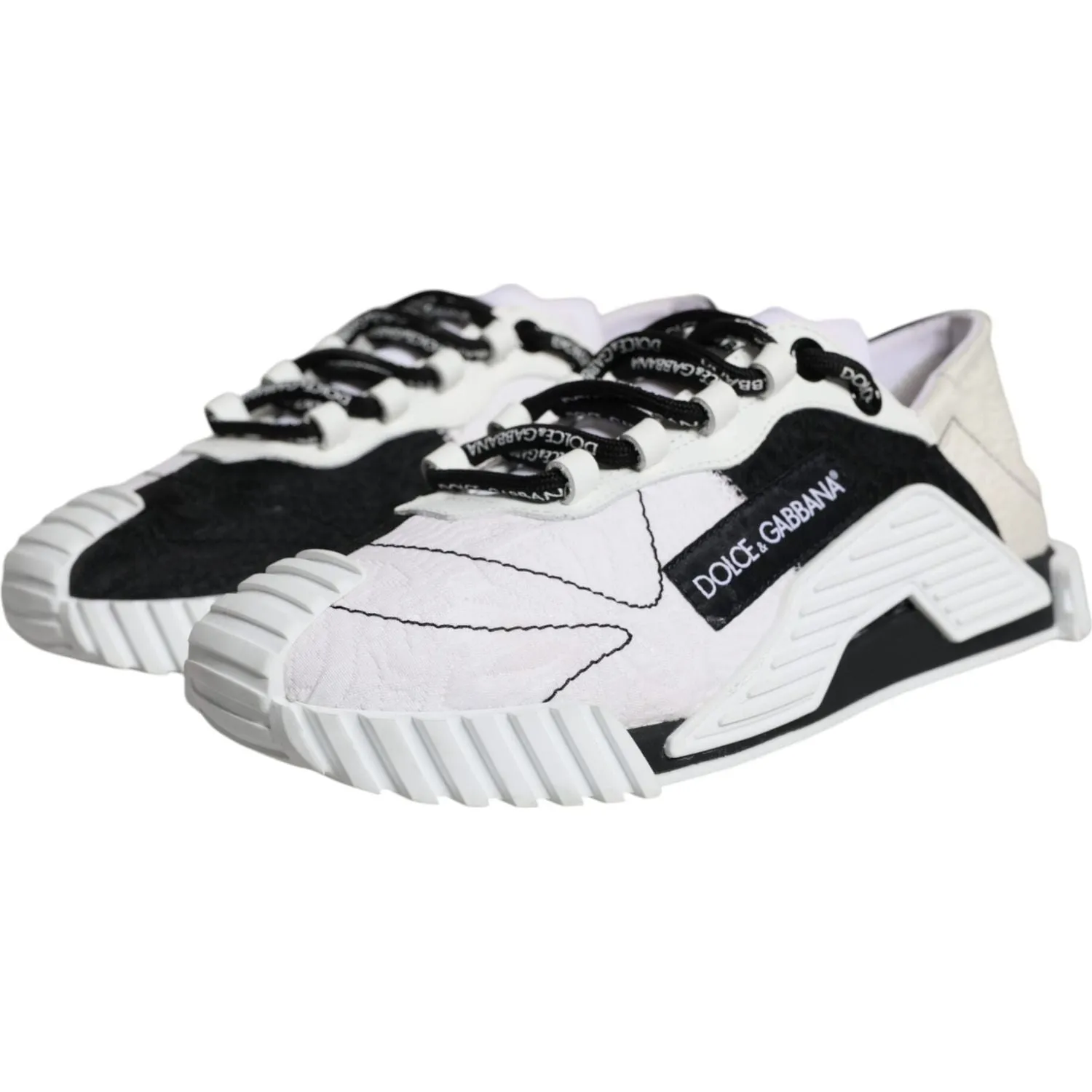 Dolce & Gabbana White Black Low Top NS1 Sneakers Shoes