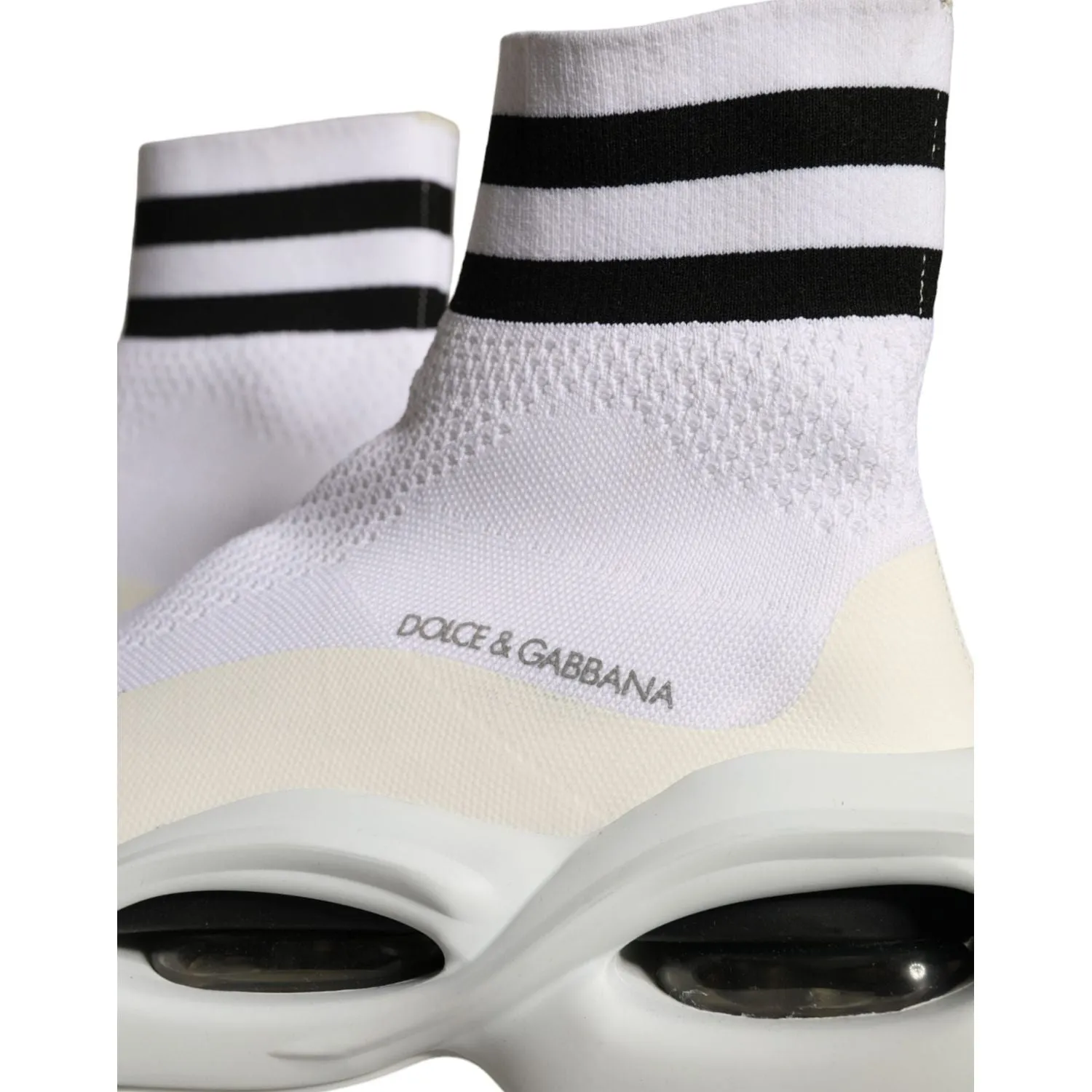 Dolce & Gabbana White Black Slip On Wave Socks Sneakers Shoes