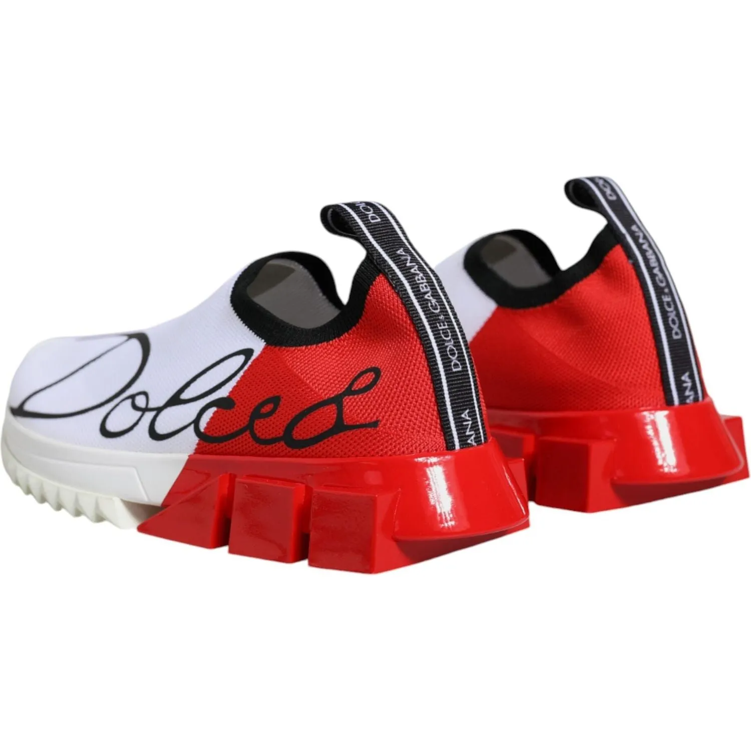 Dolce & Gabbana White Red Low Top Sorrento Men Sneakers Shoes