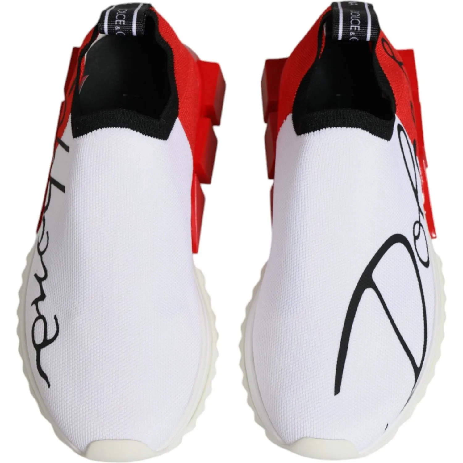 Dolce & Gabbana White Red Low Top Sorrento Men Sneakers Shoes