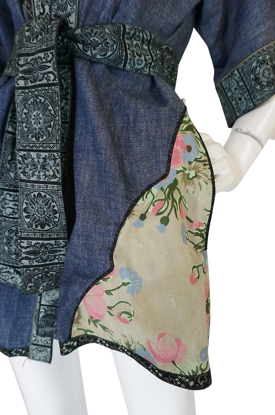 Early 1970s Roberto Cavalli Denim & Painted Leather Jacket