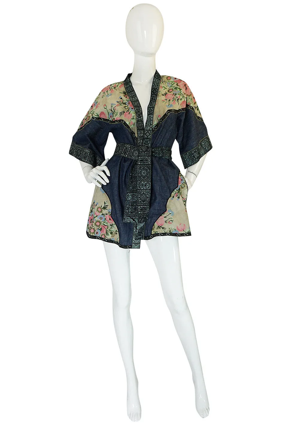 Early 1970s Roberto Cavalli Denim & Painted Leather Jacket