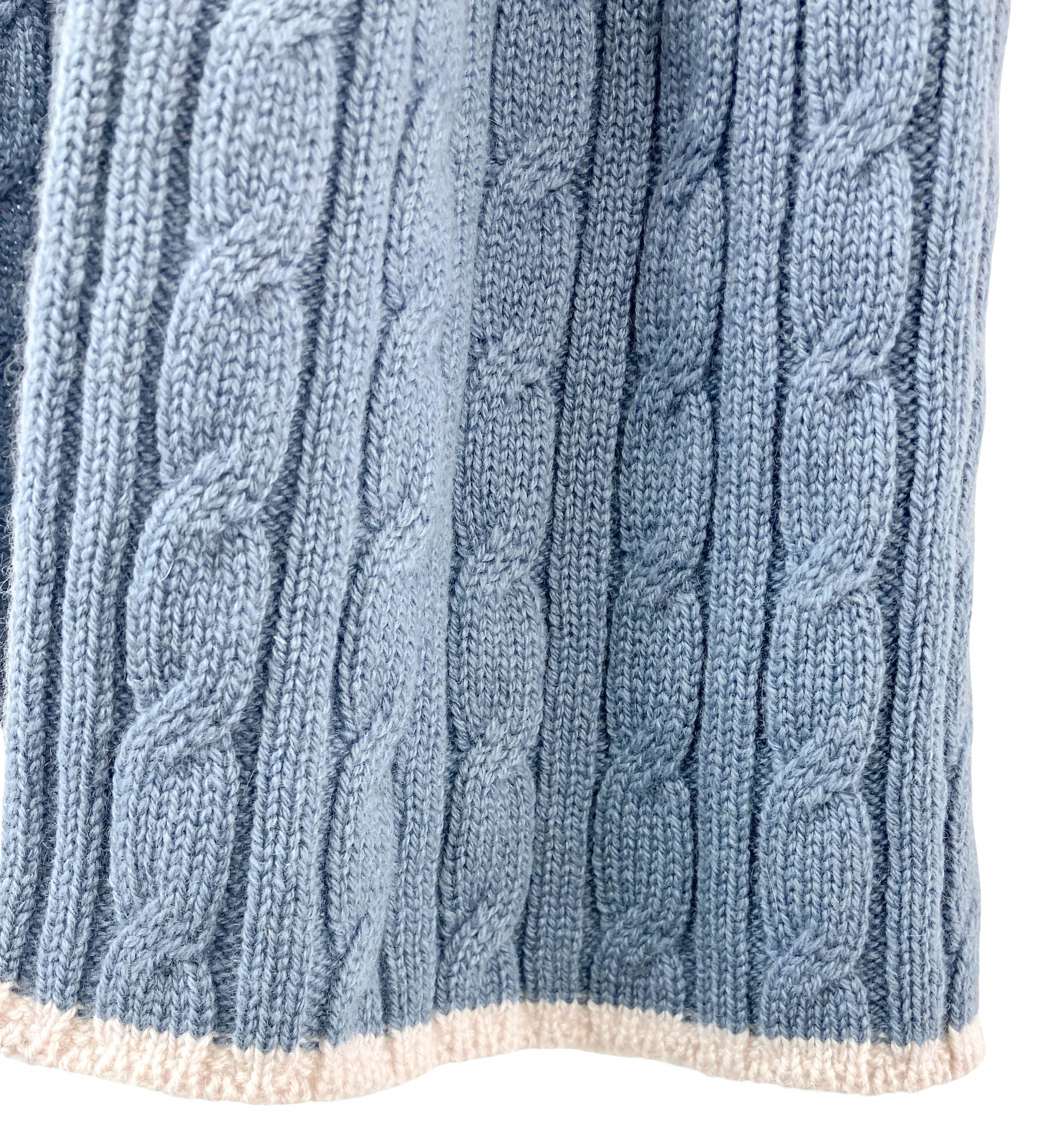 Eleventy Cashmere Cable Knit Scarf in Blue