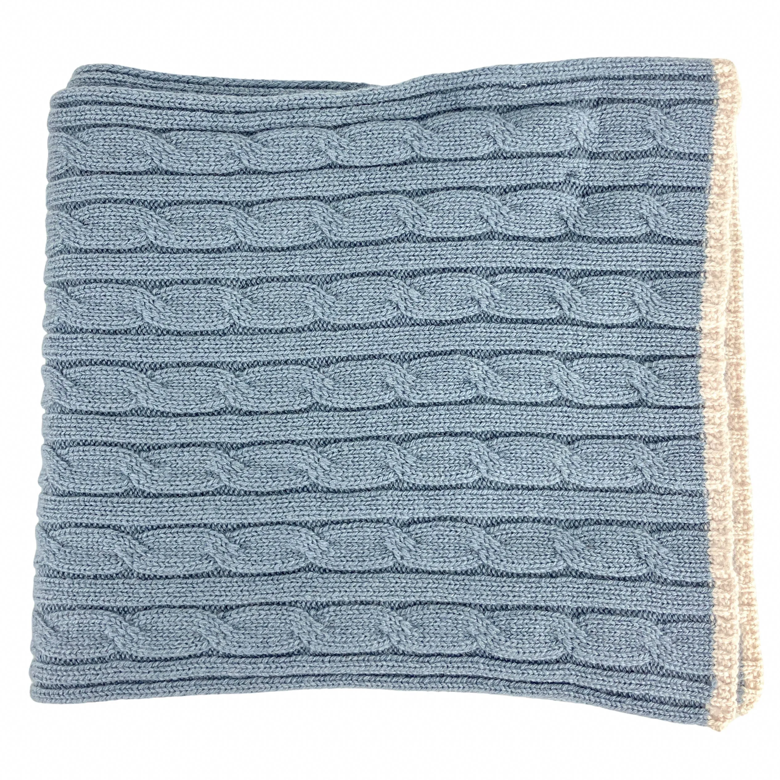 Eleventy Cashmere Cable Knit Scarf in Blue