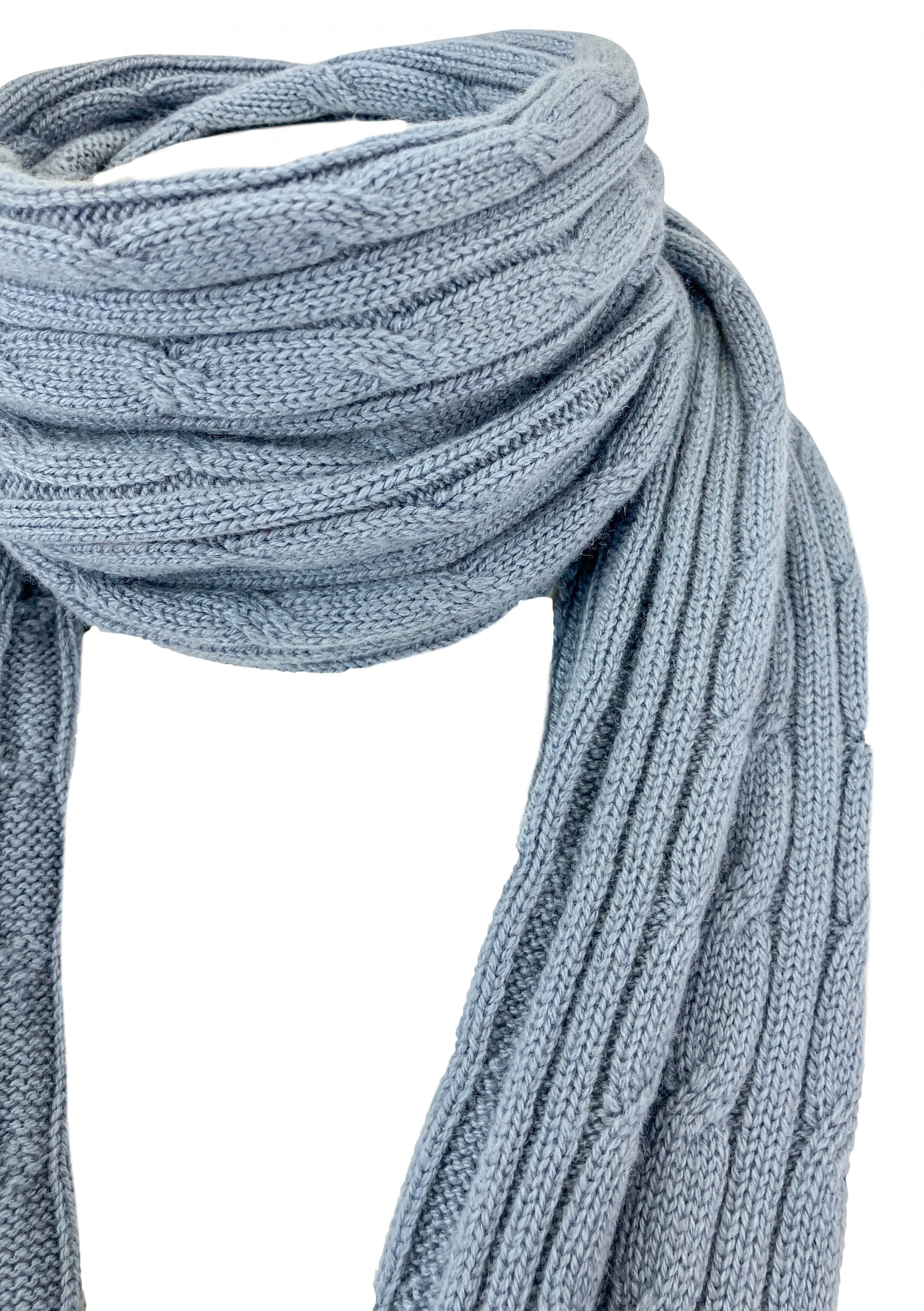 Eleventy Cashmere Cable Knit Scarf in Blue