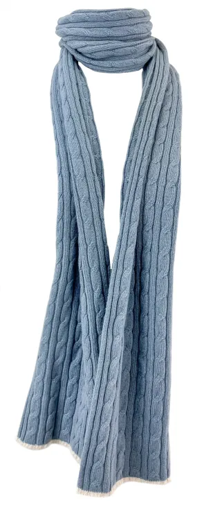 Eleventy Cashmere Cable Knit Scarf in Blue