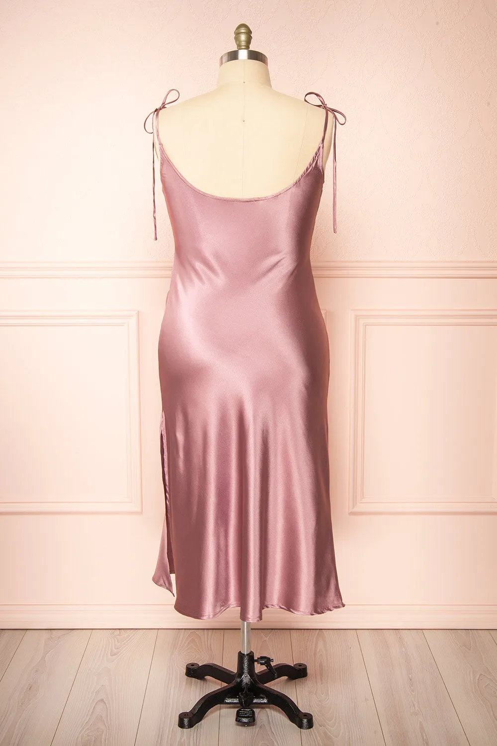 Elyse Mauve | Cowl Neck Midi Dress