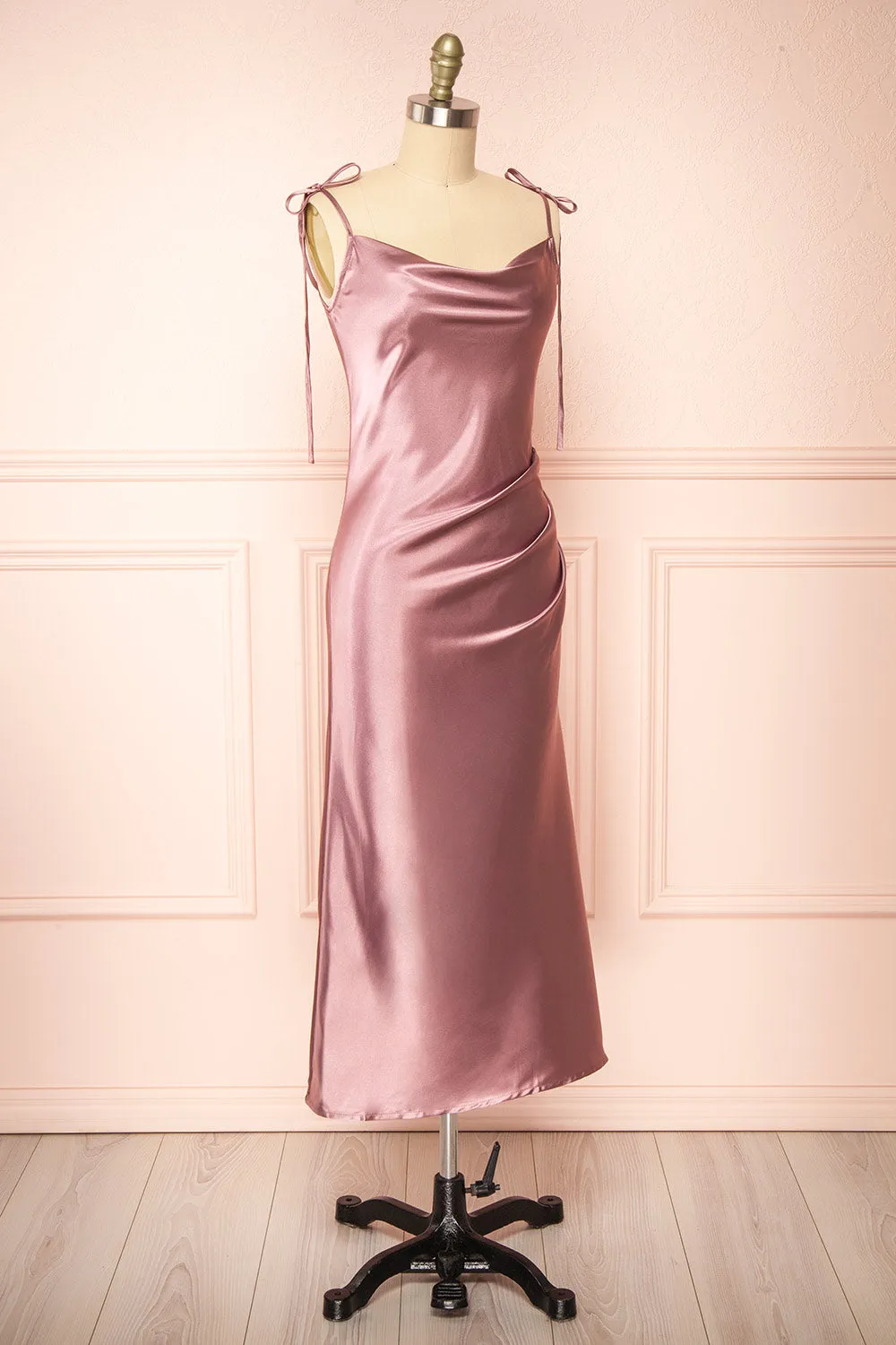 Elyse Mauve | Cowl Neck Midi Dress