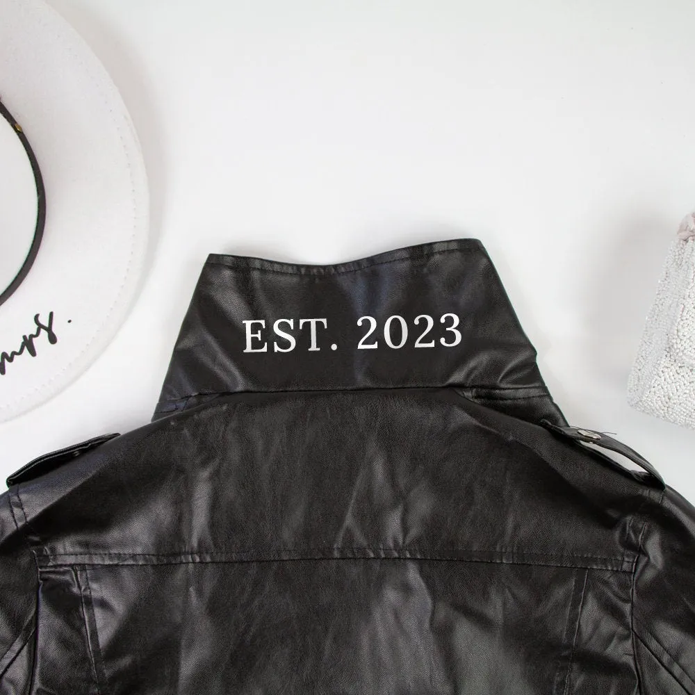 (Faux Leather) Black Skeletal Ring Finger Leather Jacket