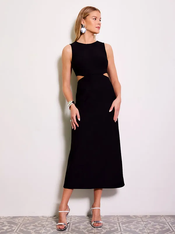 Fifteen Twenty Sleeveless Cutout Midi Dress in Black