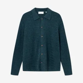 Finnegan Knit Cardigan Shirt - Pine Green