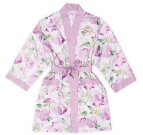 Floral Bridesmaid Robe - Lavender Trim