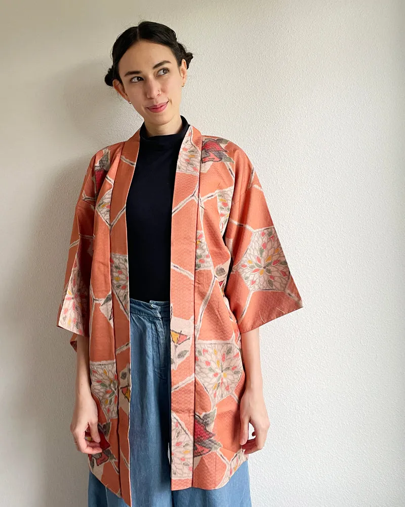 Flower Textile Tsumugi Haori Kimono Jacket