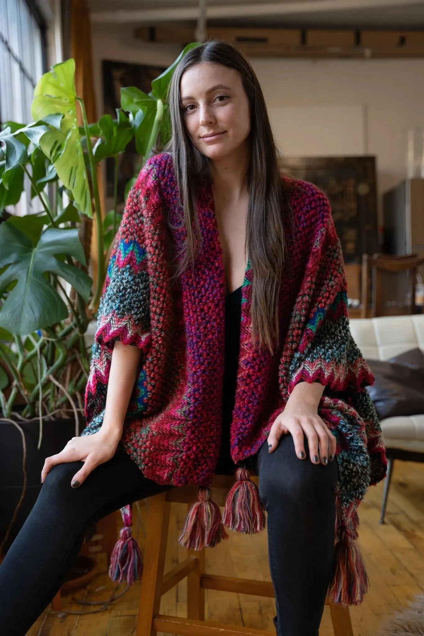 Fringed Knit Kimono