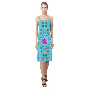 Geometric Floral Fall - Sky Blue Alcestis Slip Dress