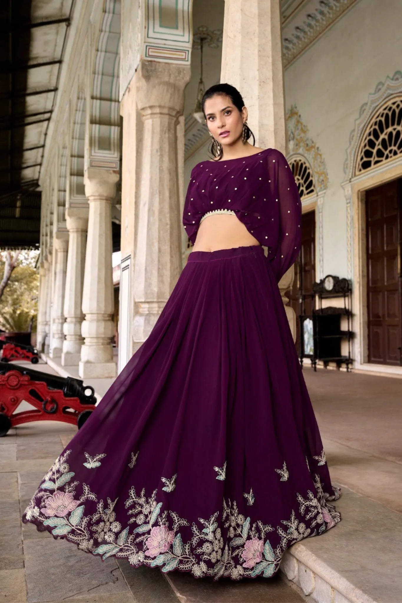 Georgette Embroidered Work Lehenga Co-Ord Set