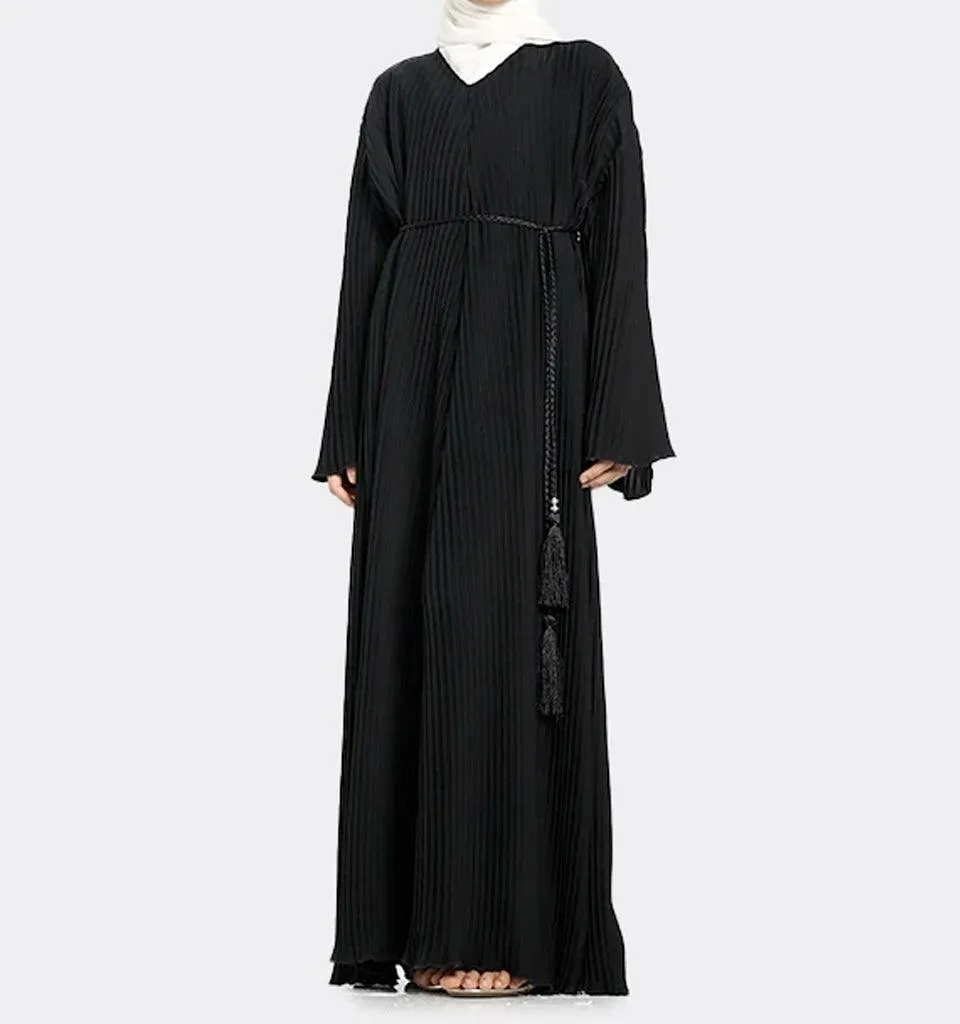 Girls Black Pleated Abaya