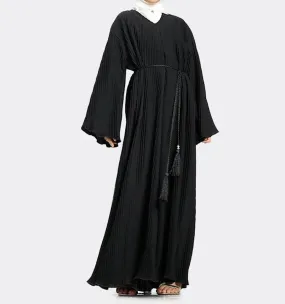 Girls Black Pleated Abaya