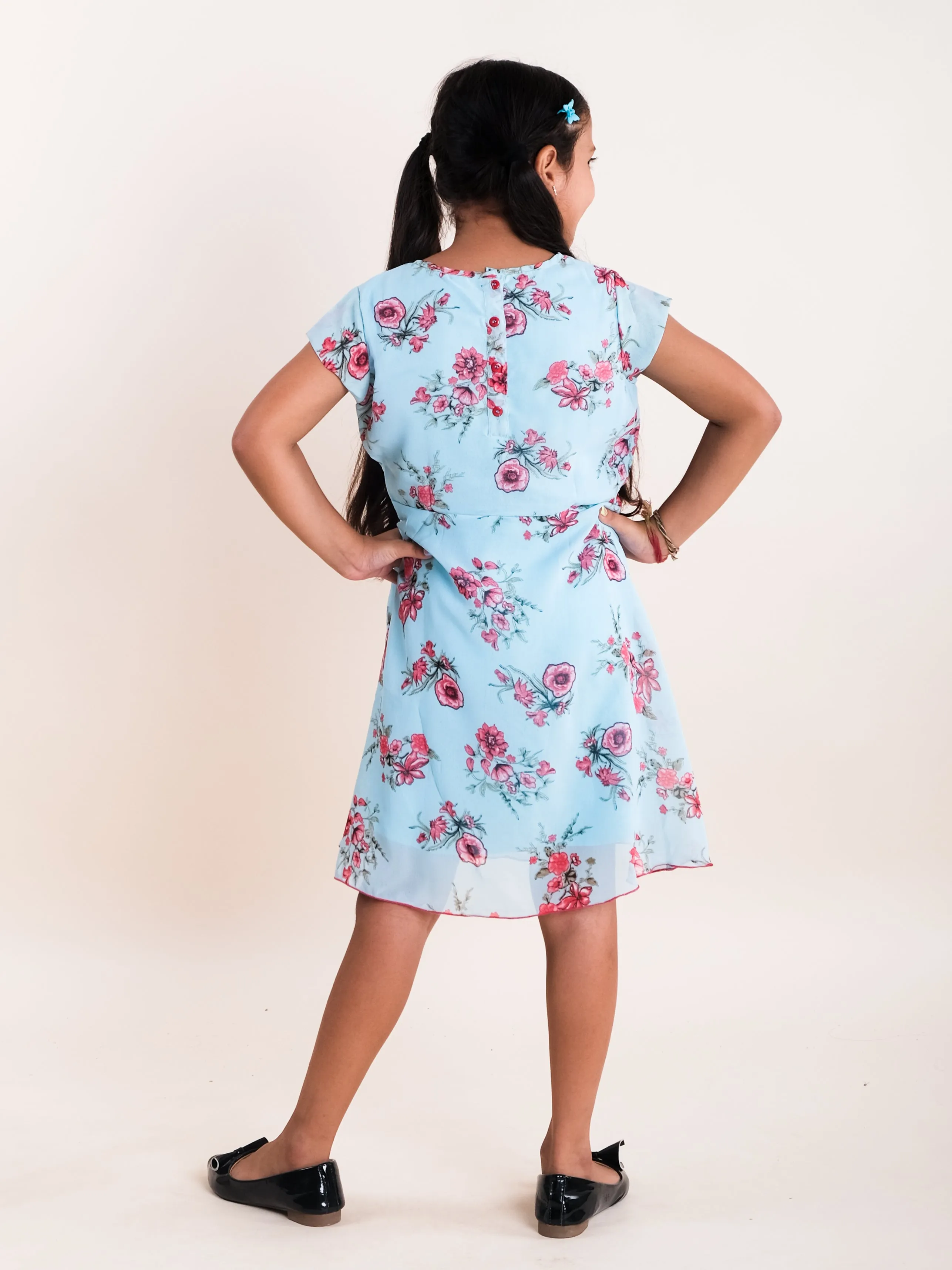 Girls Kimono Sleeve Drape Panel Dress