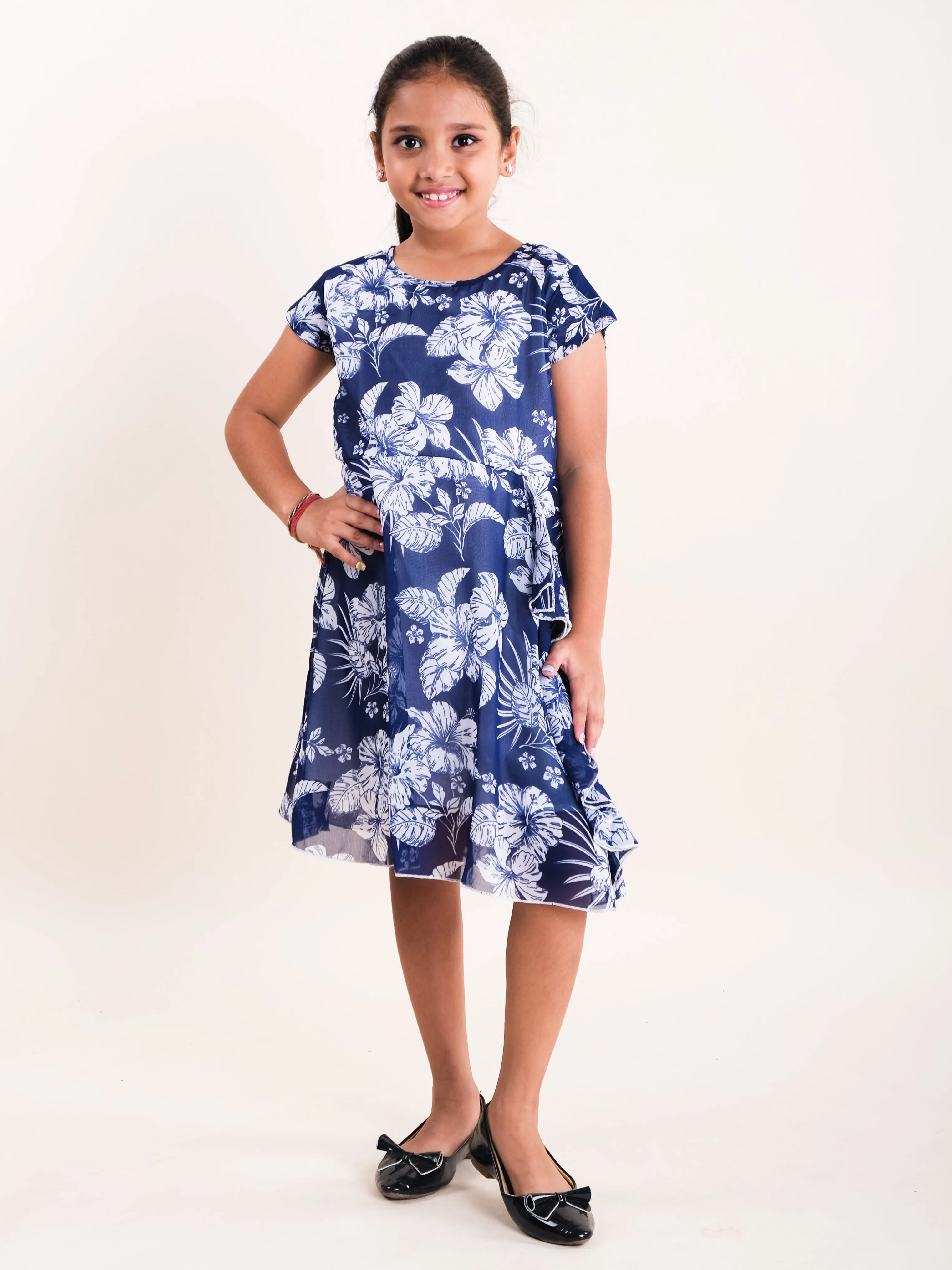 Girls Kimono Sleeve Drape Panel Dress