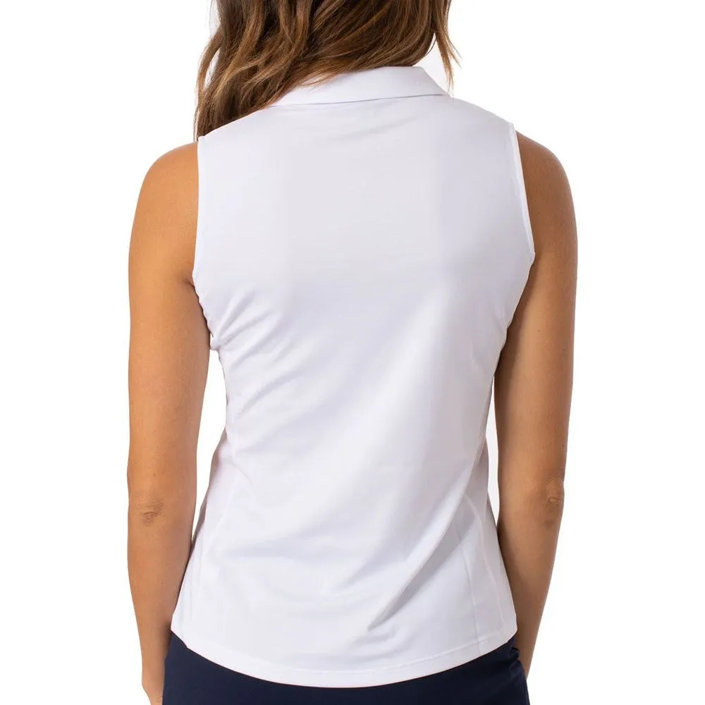 Golftini Women's Sleeveless Ruffle Golf Polo Shirt - White