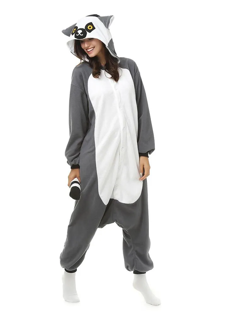 GRAY RINGED TAIL MONKEY WINTER WARM SLEEPWEAR