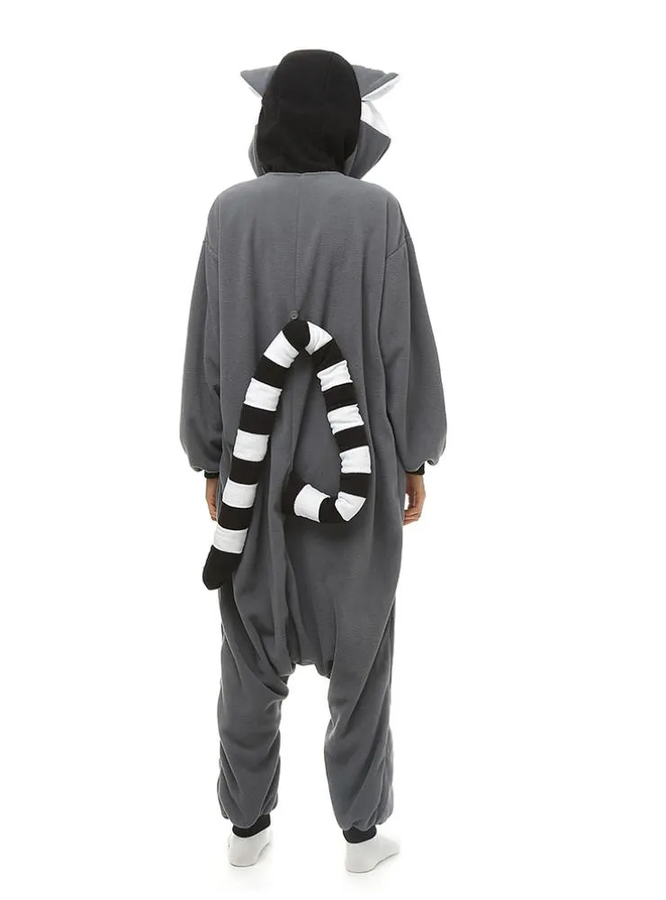 GRAY RINGED TAIL MONKEY WINTER WARM SLEEPWEAR