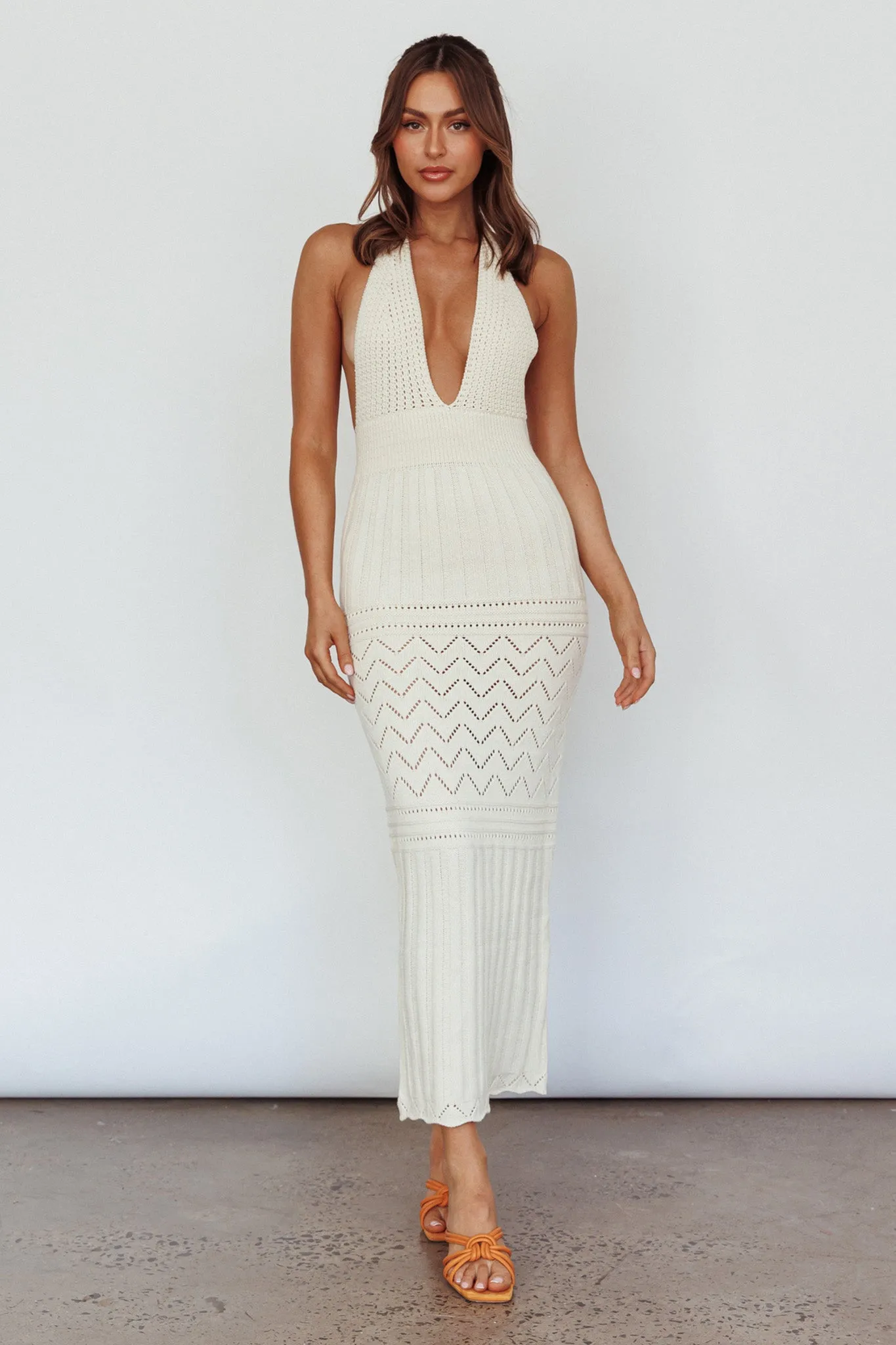 Higher Love Knit Midi Dress Vanilla