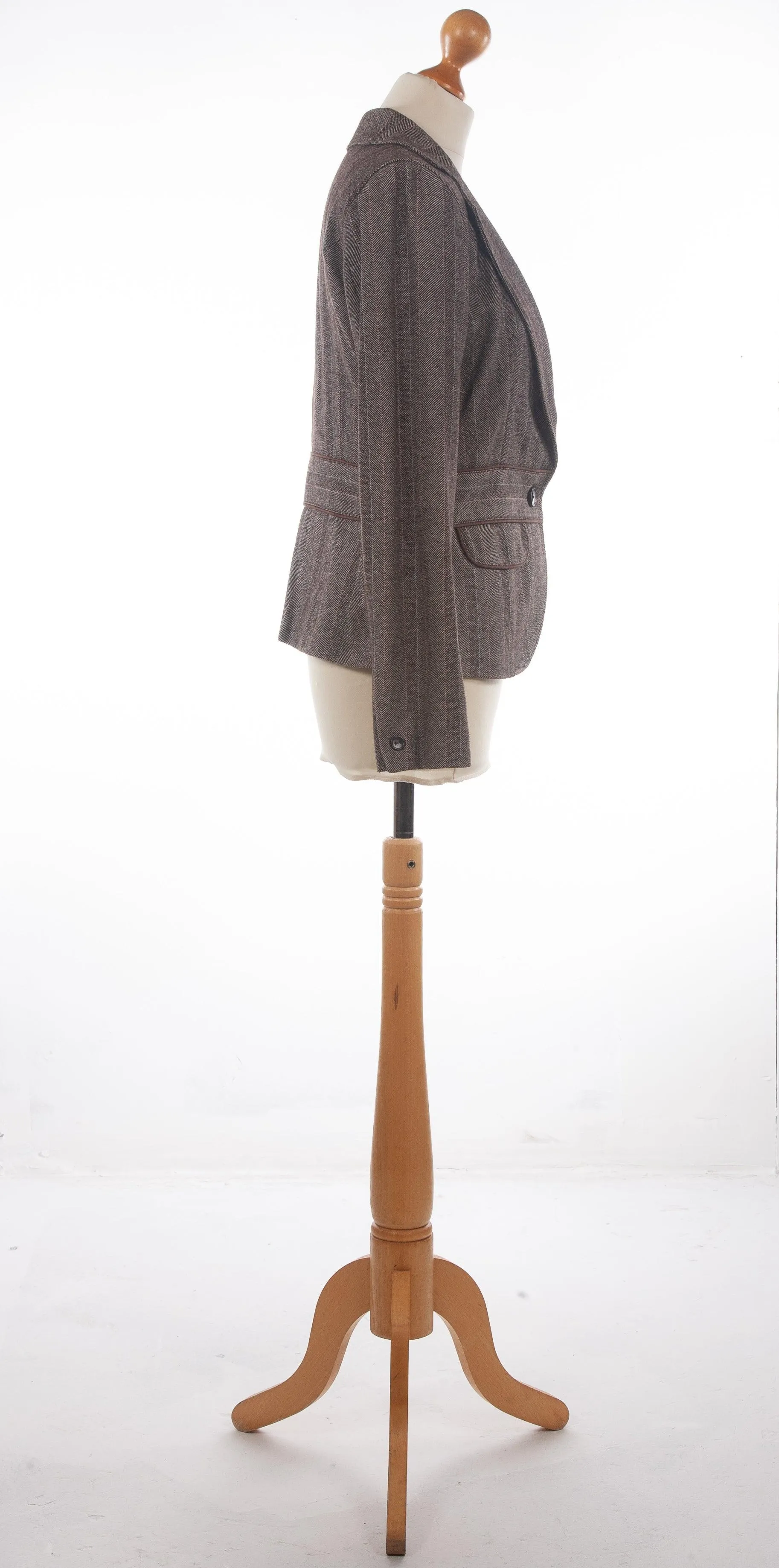 In Wear Herringbone Jacket Brown and Cream UK 10