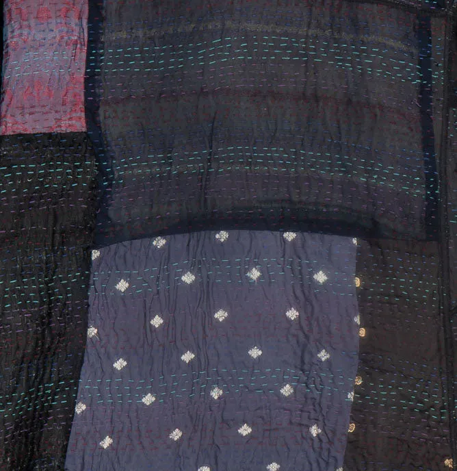 JACQUARD SILK KANTHA A-LINE JKT - js4003-blk -