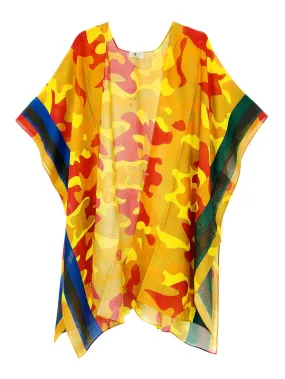 JC Sunny Fashion - Orange Two-Tone Edge Camo Kimono