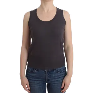 John Galliano Elegant Sleeveless Brown Knit Top