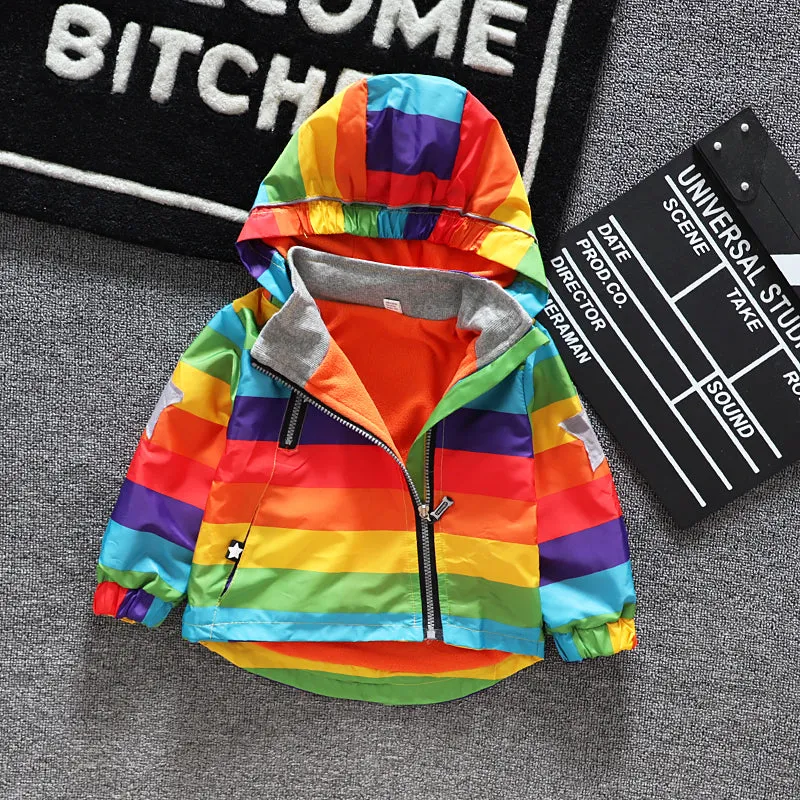 Kids Rainbow Hooded Coat