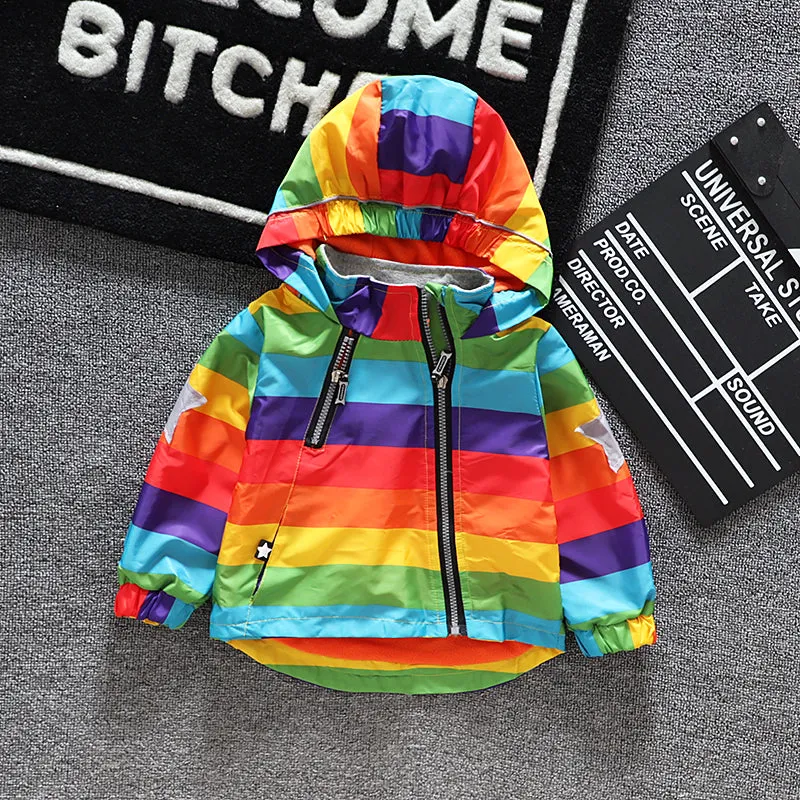 Kids Rainbow Hooded Coat