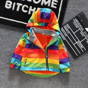 Kids Rainbow Hooded Coat