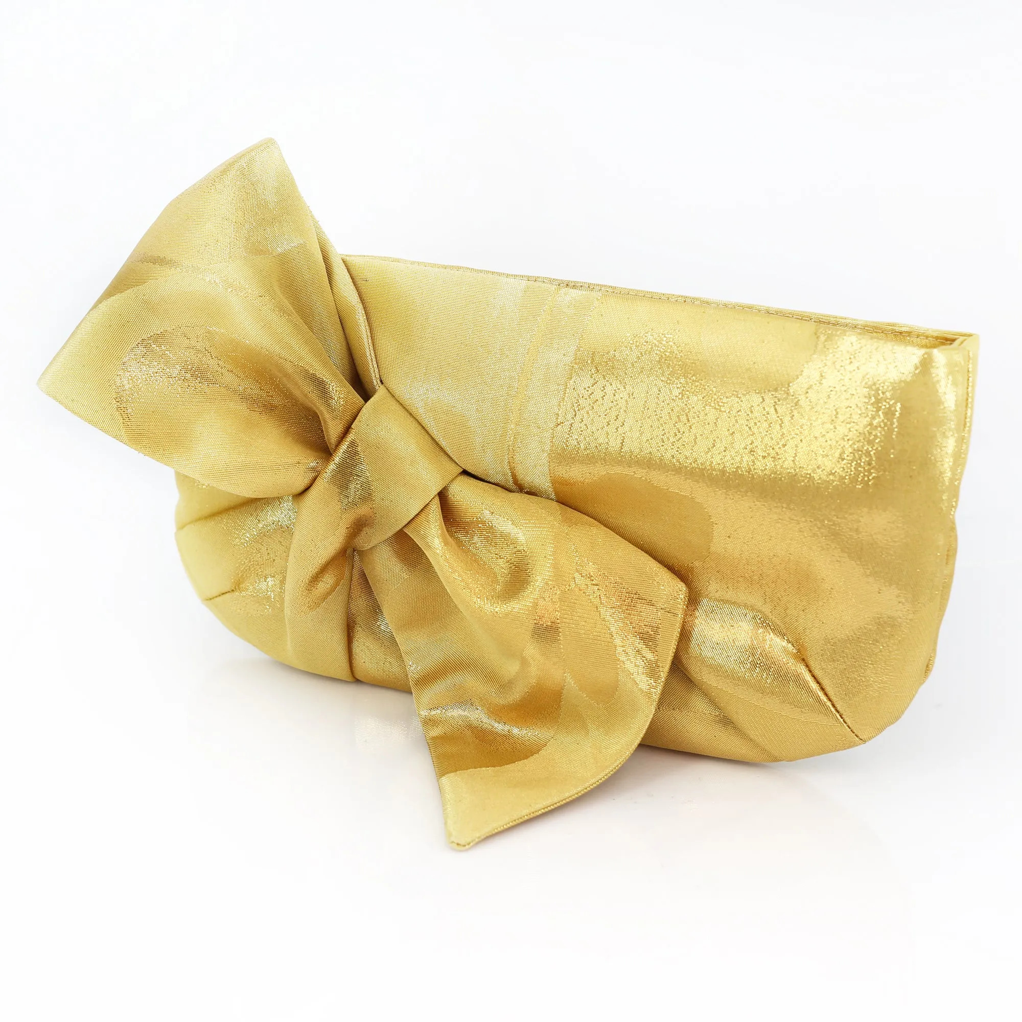 Kimono Obi Bow Clutch Bag | Golden Butterfly | Upcycled from vintage Japanese Silk