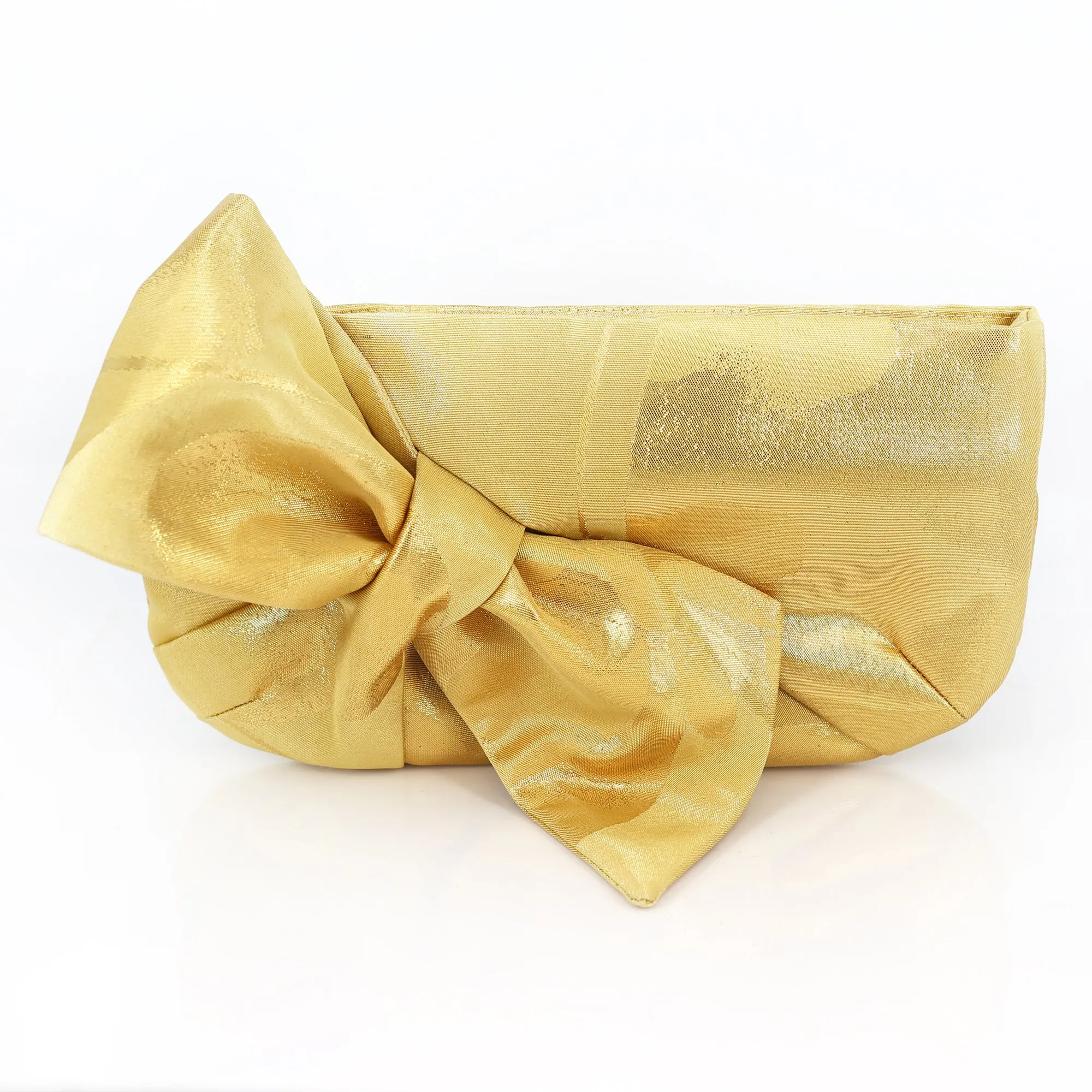 Kimono Obi Bow Clutch Bag | Golden Butterfly | Upcycled from vintage Japanese Silk