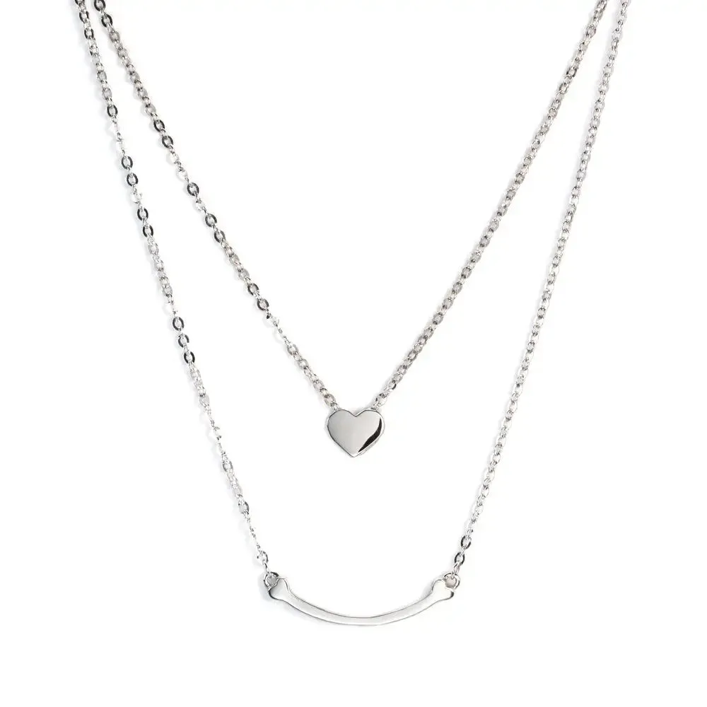 Layered Heart Necklace in 18K Gold